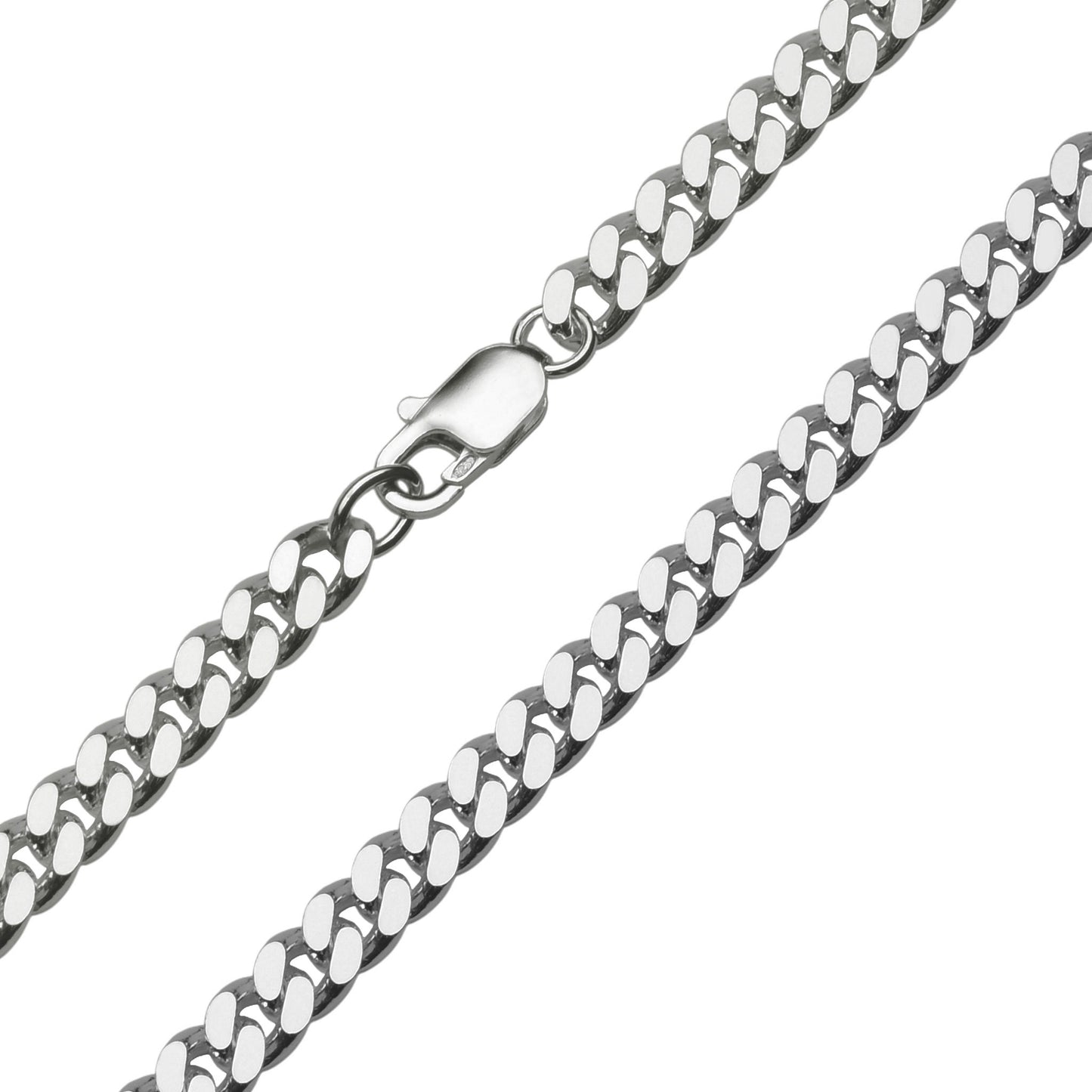 Dik model gourmet ketting, 6,5 mm breed en leverbaar in vele lengtes. Deze zware schakelketting voor heren is gemaakt van 925 zilver in Italië.