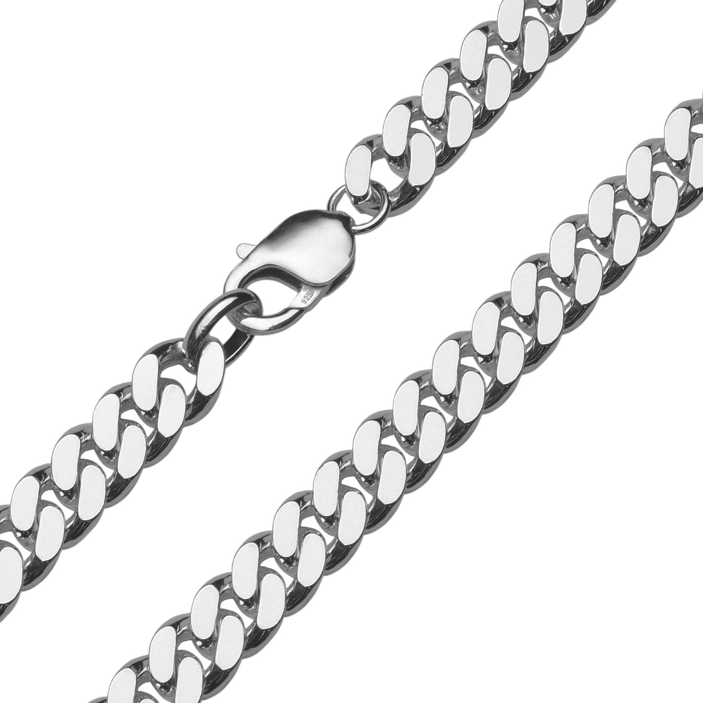 Dik model gourmet ketting, 9,2 mm breed en leverbaar in vele lengtes. Deze zware schakelketting voor heren is gemaakt van 925 zilver in Italië.