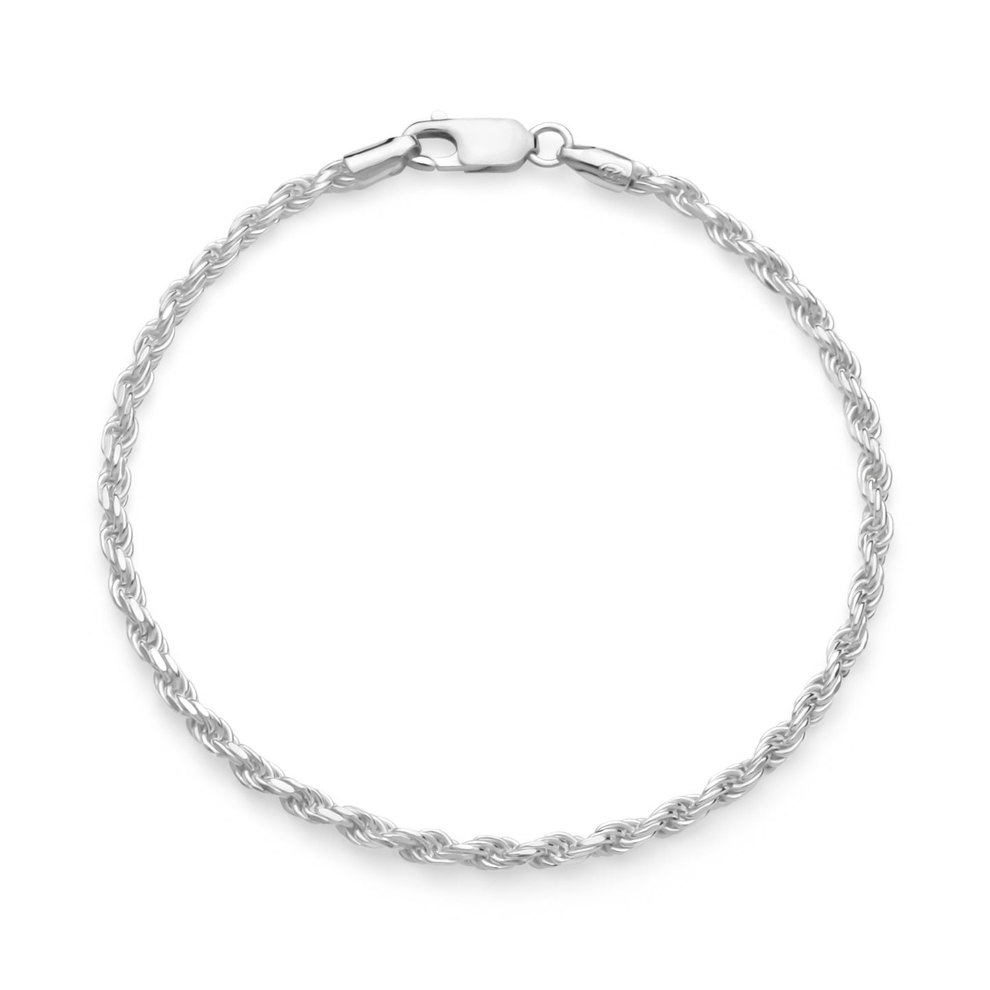 Een koord armband van 3 mm breed met geslepen schakels. Gemaakt in Italië van massief 925 zilver. Topkwaliteit voor een scherpe prijs.