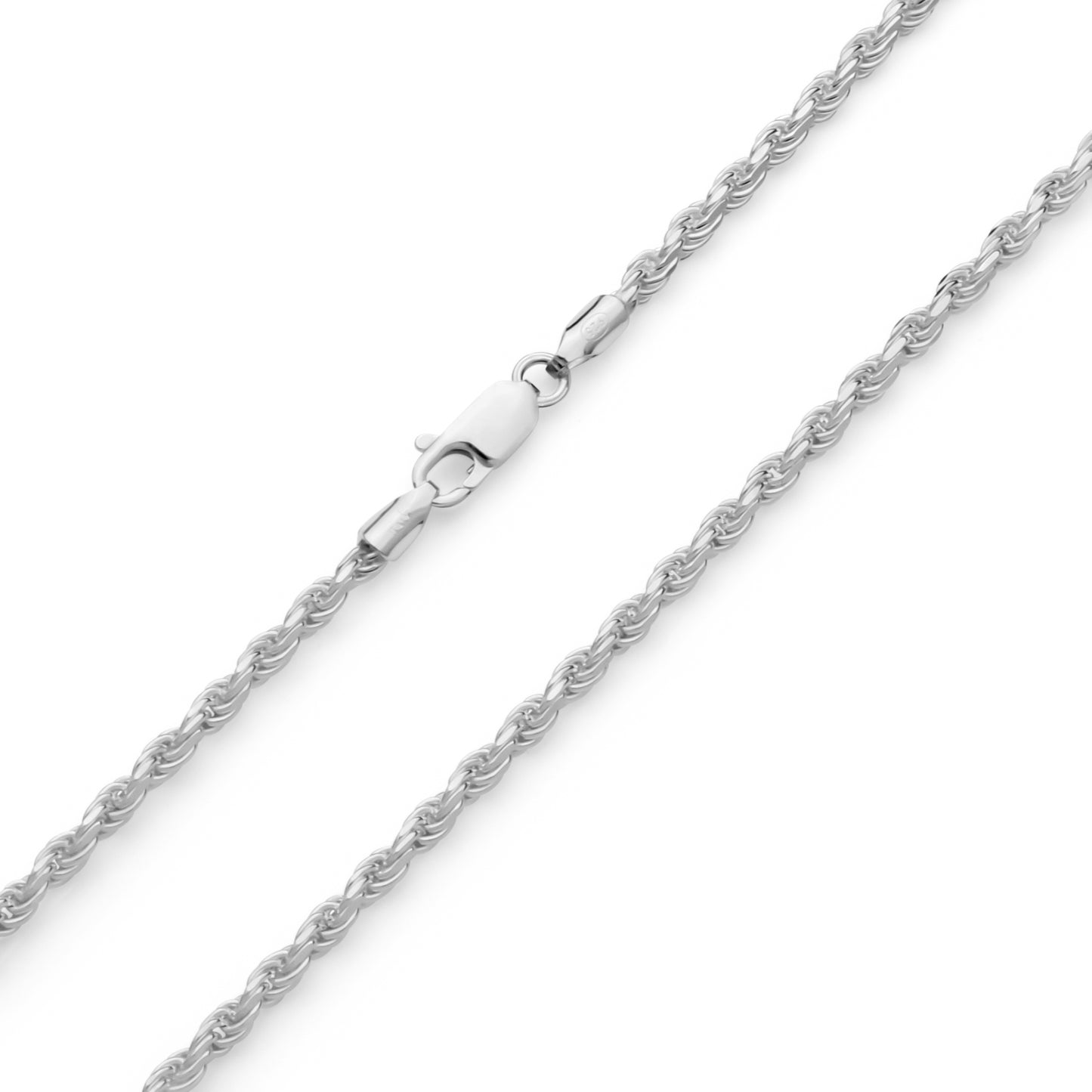 Een koord ketting van 3 mm breed met geslepen schakels. Gemaakt in Italië van massief 925 zilver. Topkwaliteit voor een scherpe prijs.