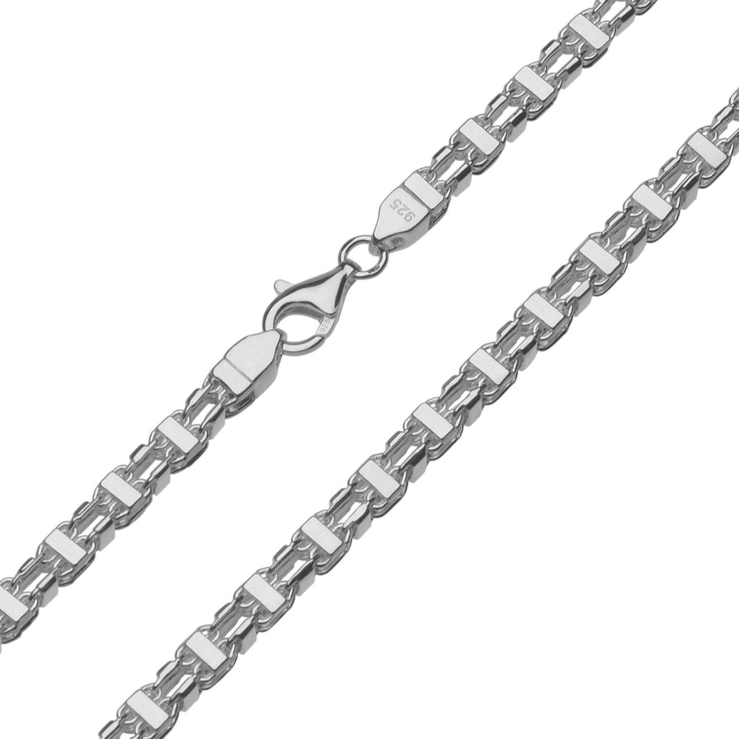 Zilveren magnum schakel ketting 5 mm, massief 925 zilver met open, glanzende schakels – bijzonder design voor heren, leverbaar in 55 en 60 cm.