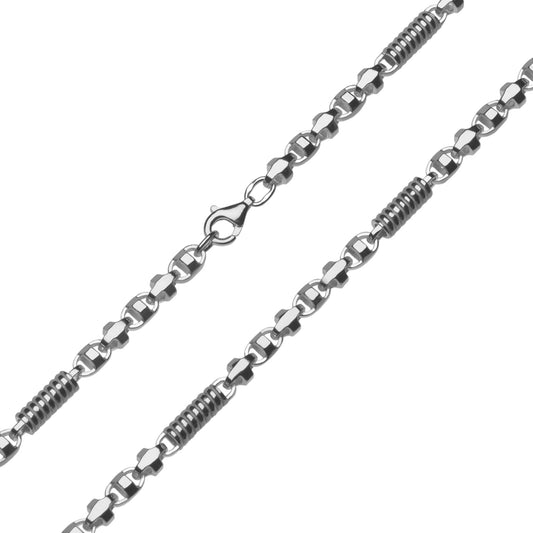 Monte Carlo chain van massief 925 zilver - 4 mm breed. Deze unieke schakelketting voor heren is uit voorraad leverbaar in de lengte 55 of 60 cm