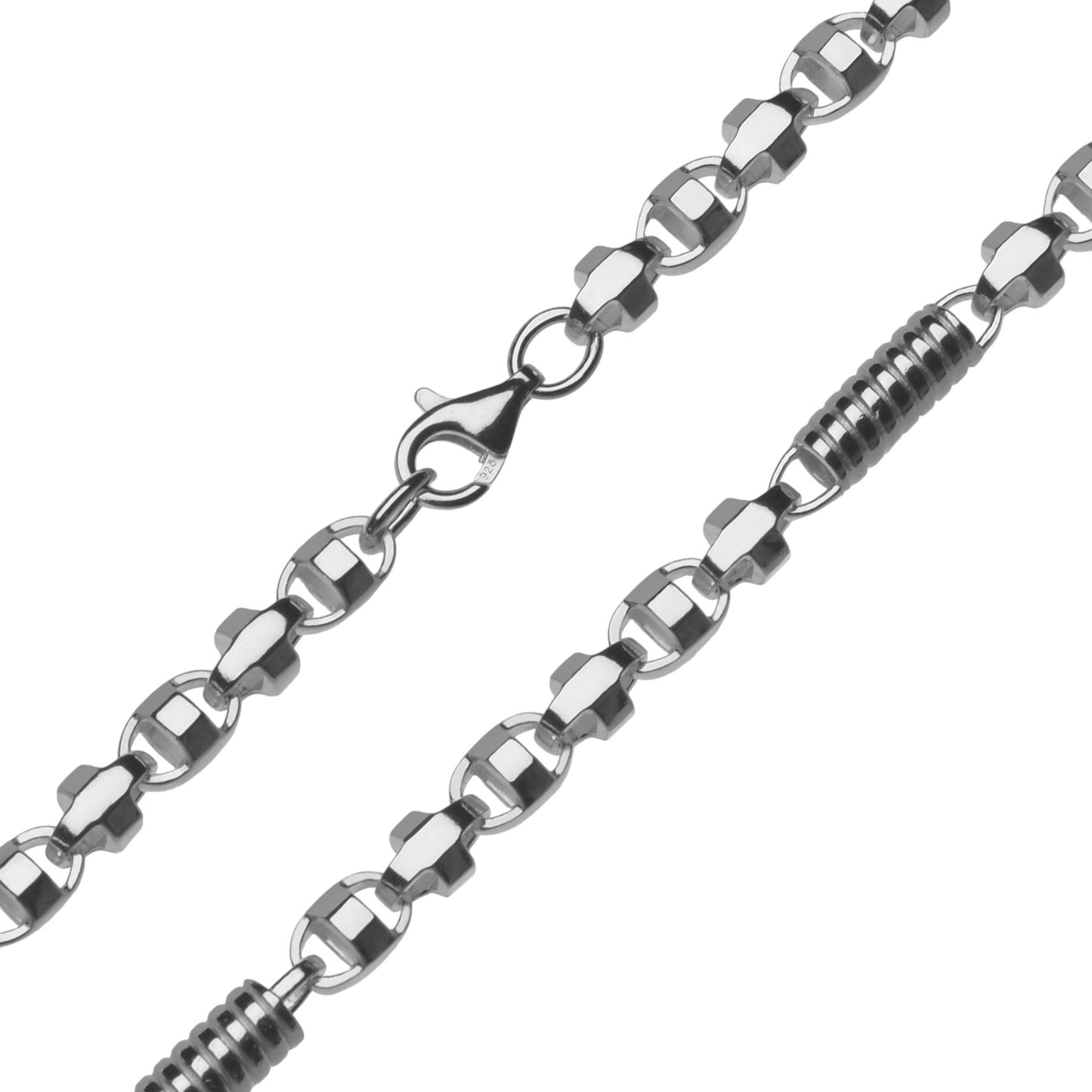 Monte Carlo chain van massief 925 zilver - 6 mm breed. Deze unieke schakelketting voor heren is uit voorraad leverbaar in de lengte 60 of 70 cm