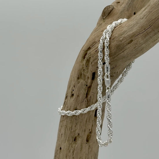 Zilveren heren koord ketting 5 mm van 925 zilver met gedraaide rope schakel, stoere uitstraling en sterke glans. Leverbaar in diverse lengtes
