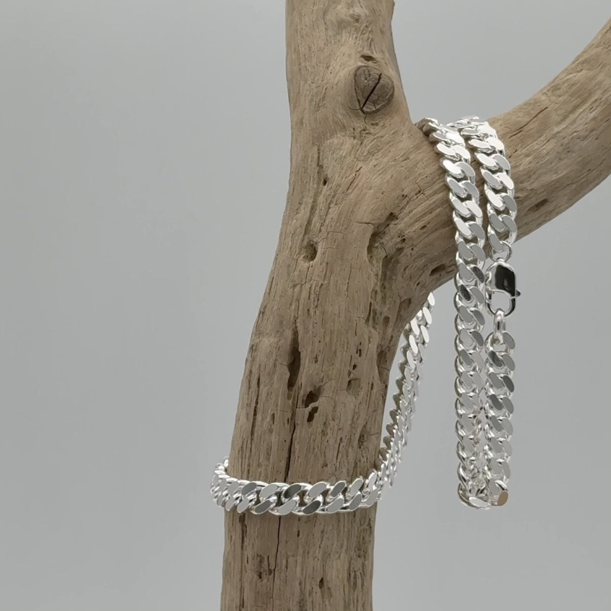 Zilveren gourmetketting voor heren, 9,2 mm breed - 925 zilver, zeer brede en massieve schakels, tweezijdig geslepen met krachtige uitstraling.