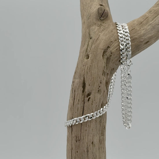Platte zilveren gourmet ketting, 6,5 mm breed van 925 zilver. Stevige schakel met mooie glans en tijdloze uitstraling voor dagelijks dragen.
