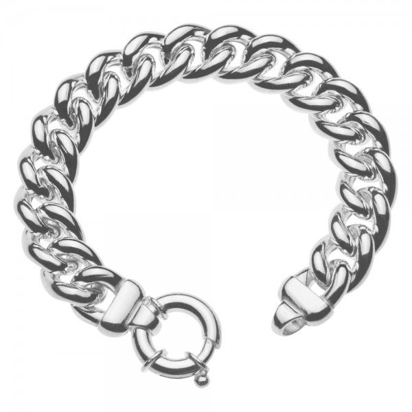 Opvoeding twee weken Zich voorstellen Zilveren gourmet armband voor dames. Breedte 14 mm. Shop nu! |  Kettingenenarmbanden.com