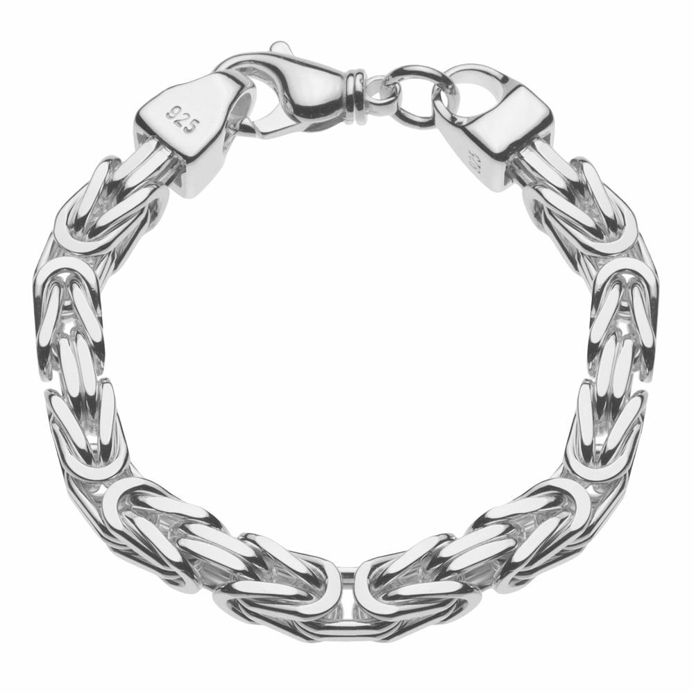 Min Echt Maak een bed Zilveren koningsarmband met vierkante schakel. Breedte 8 mm |  Kettingenenarmbanden.com