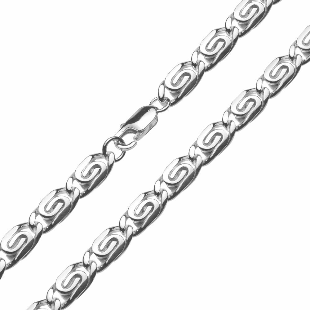 het is mooi Tektonisch heet Zilveren griekse ketting met massieve schakels. Breedte 7 mm |  Kettingenenarmbanden.com